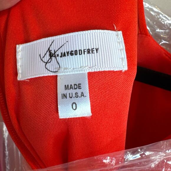 NWT Jay Godfrey Red Coral lined high quality dress High front slit - Picture 8 of 8
